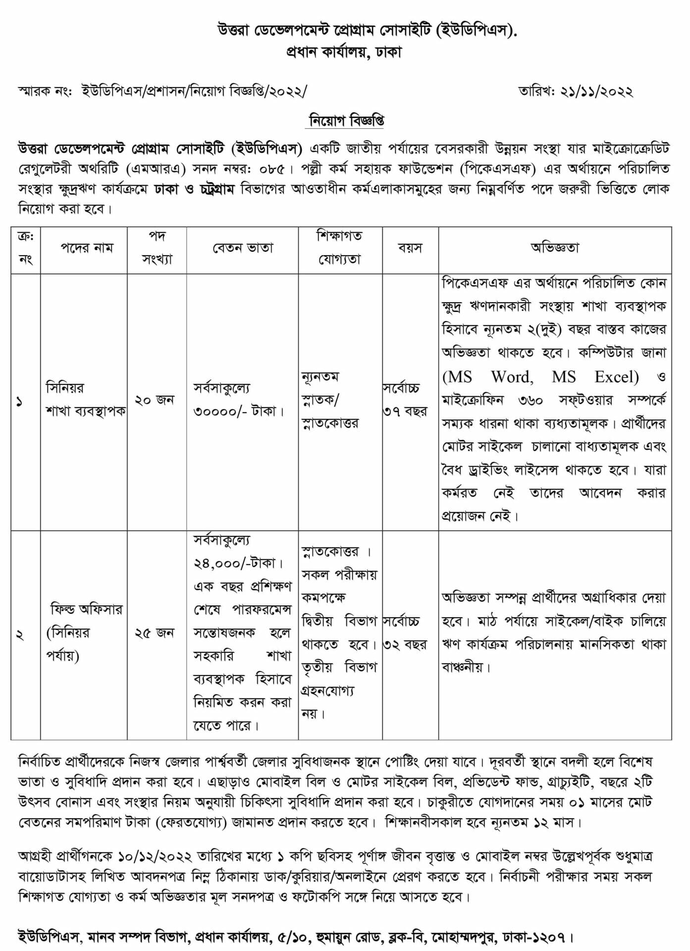 UDPS-Job-Circular-2022