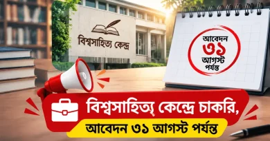 বিশ্বসাহিত্য কেন্দ্রে চাকরি, আবেদন ৩১ আগস্ট পর্যন্ত