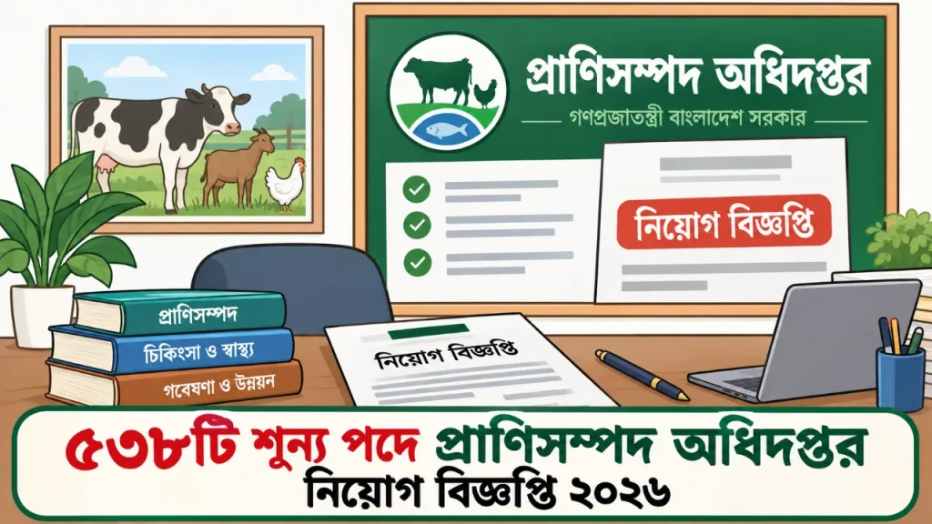 ৫৩৮টি শূন্য পদে প্রাণিসম্পদ অধিদপ্তর নিয়োগ বিজ্ঞপ্তি ২০২৬