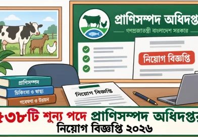 ৫৩৮টি শূন্য পদে প্রাণিসম্পদ অধিদপ্তর নিয়োগ বিজ্ঞপ্তি ২০২৬