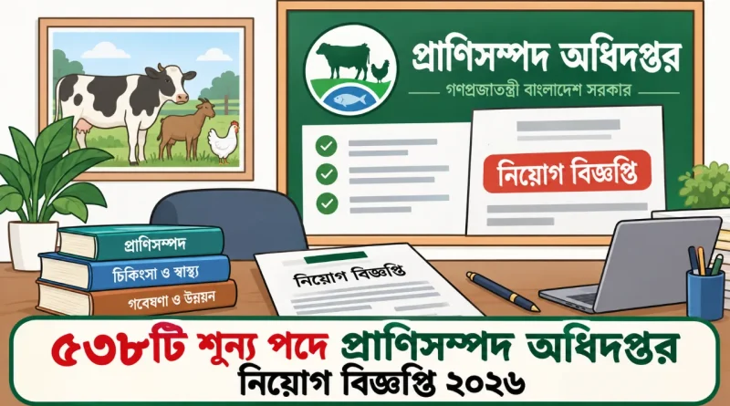 ৫৩৮টি শূন্য পদে প্রাণিসম্পদ অধিদপ্তর নিয়োগ বিজ্ঞপ্তি ২০২৬