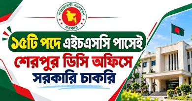 ১৫টি পদে এইচএসসি পাসেই শেরপুর ডিসি অফিসে সরকারি চাকরি